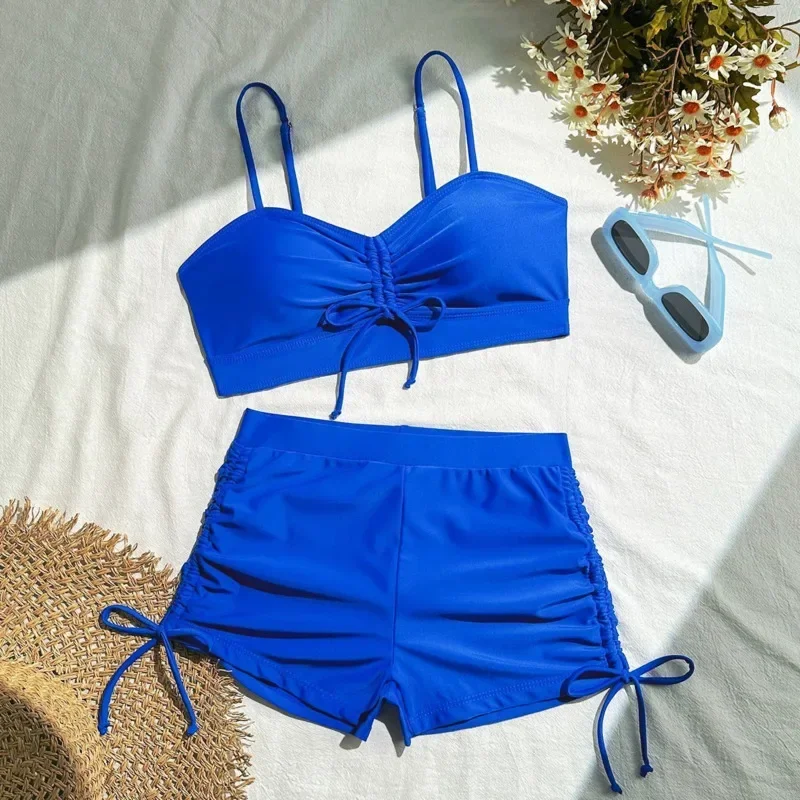 

Summer Solid Swimsuits Tankini Sets Female Swimwear Push Up For Beach Wear Two-Piece Bathing Suits Pool Women's Swimming Suit