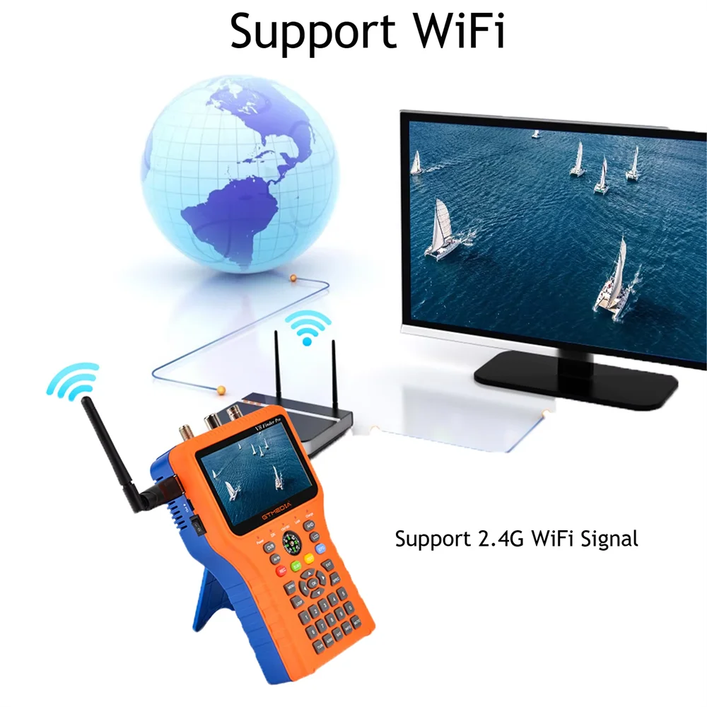 GTMEDIA V8 Finder Pro2 Satelliten-Signalmessgerät DVB-S2/T2/Kabel 4,3' LCD-Display 1080P, Type-C-Anschluss Satfinder 100% Original