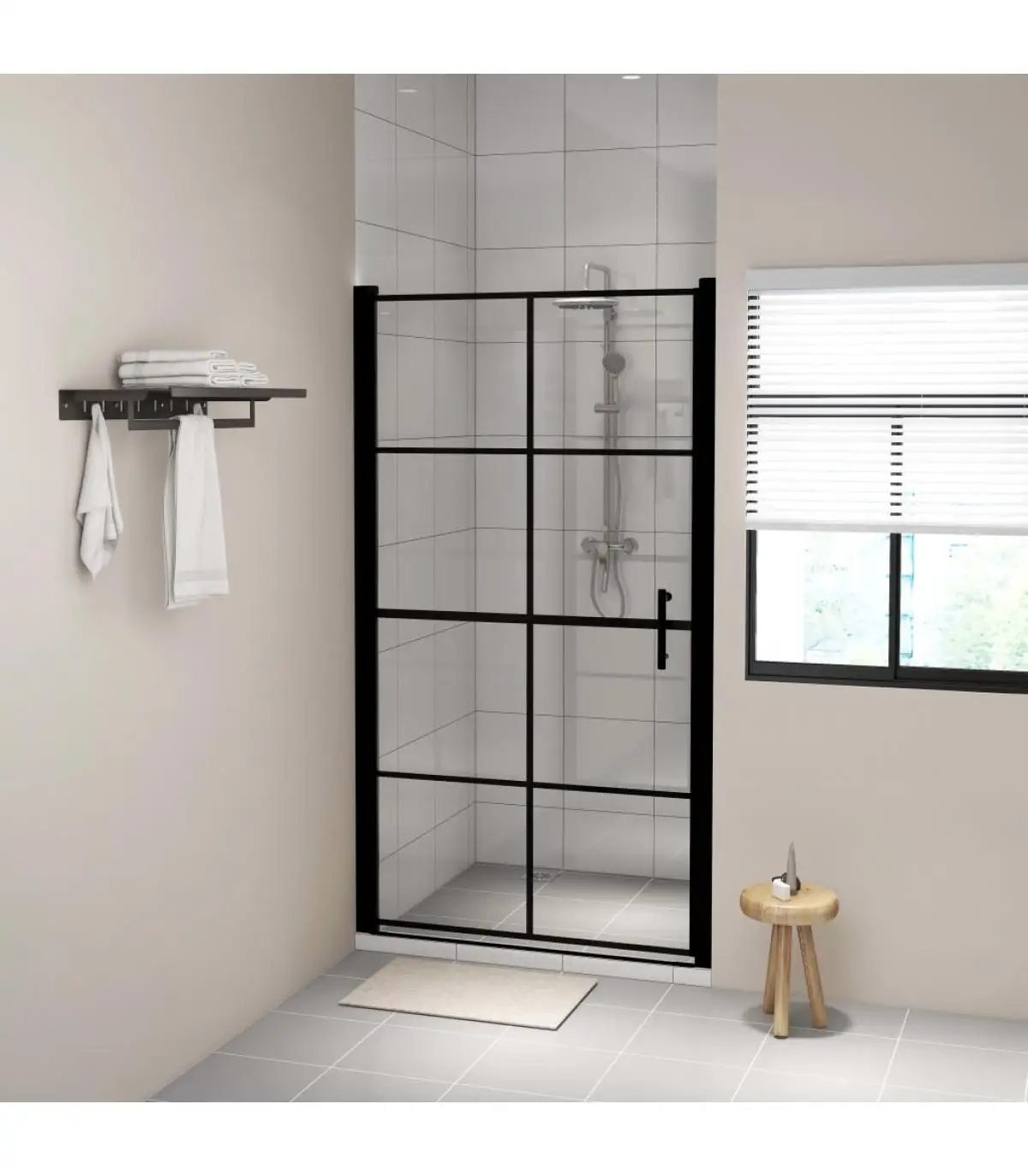 Shower doors black tempered glass shower doors 100x178 cm