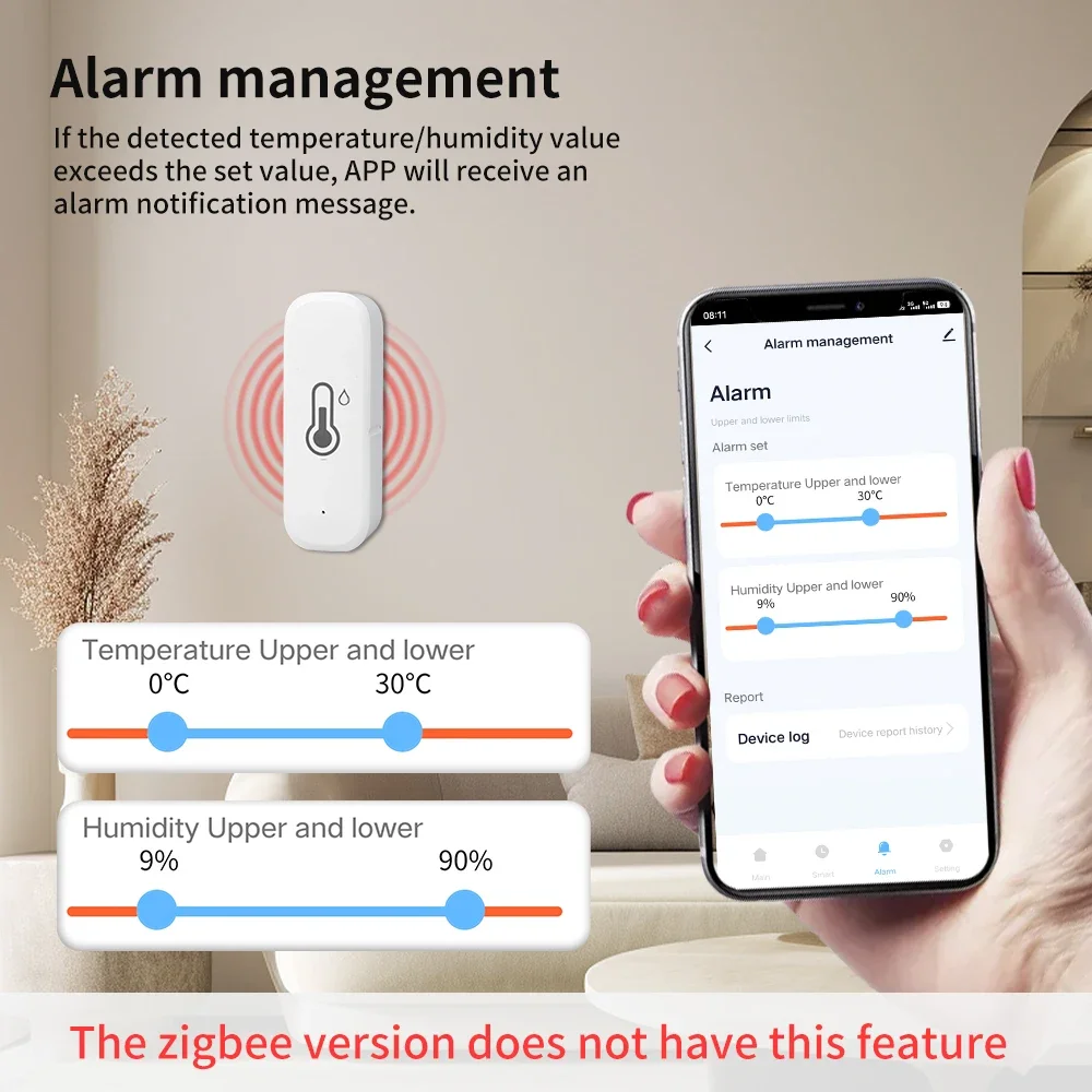 TNCE Tuya Smart WiFi/ZigBee Sensore di temperatura e umidità APP Termometro igrometro interno domestico remoto con Alexa Google Home