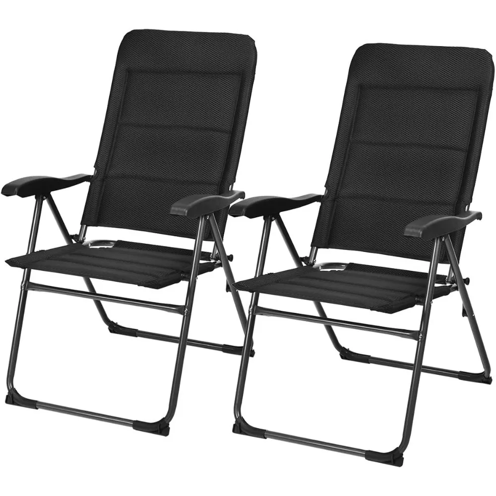 

Set of 2 Patio Chairs, Folding Chairs with Adjustable Backrest, Outdoor Sling Chairs for Bistro, Deck, Backyard, Armchair with