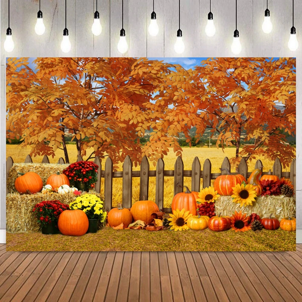 

Fall Scene Backdrop Autumn Forest Farm Barn Window Pumpkin Haystack Harvest Thanksgiving Baby Portrait Photography Backgrounds