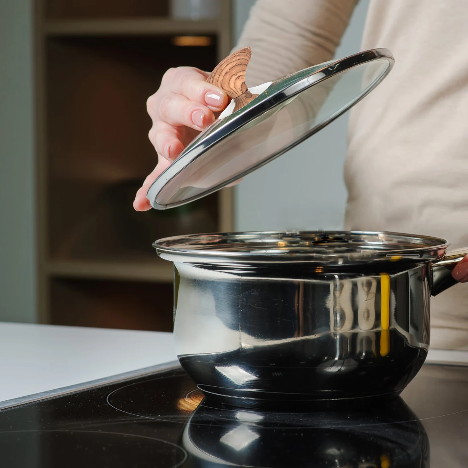 

2pcs Lid Handle Pot Cover Knobs Universal Replacement Stainless Steel Anti-Scald Pan Handle Comfortable Grip Decorative Pot