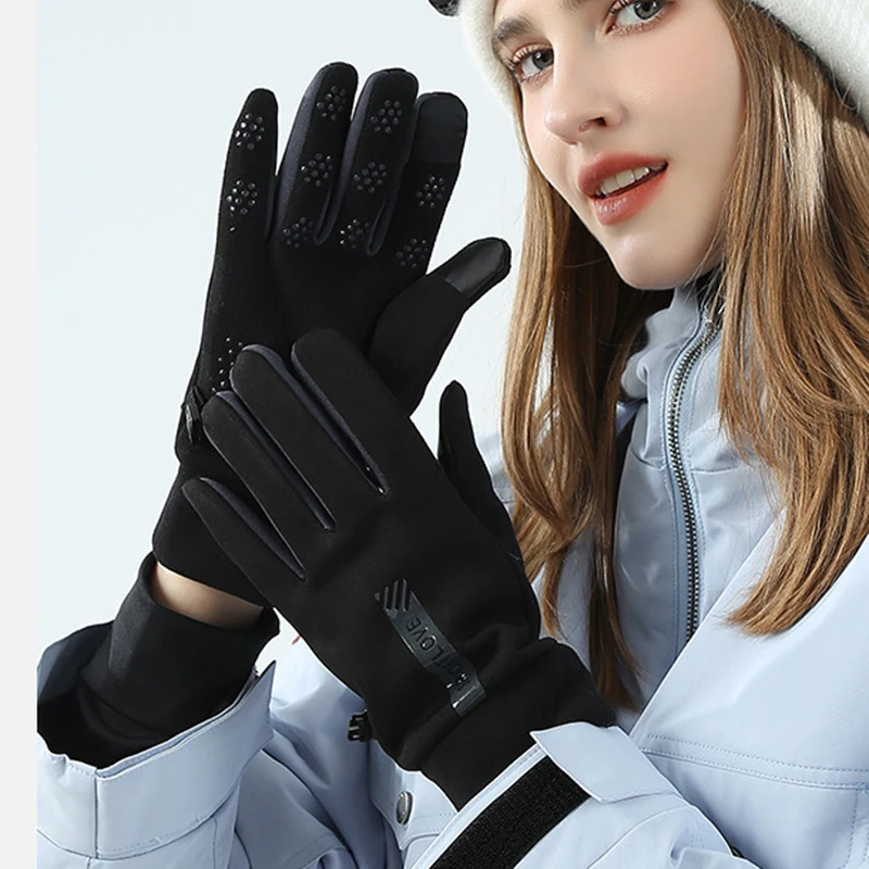 Autumn Winter Plus Sports warm gloves Velvet Warm Cycling Windproof Touch Screen Finger Cold-proof Cycling Cold-proof Gloves