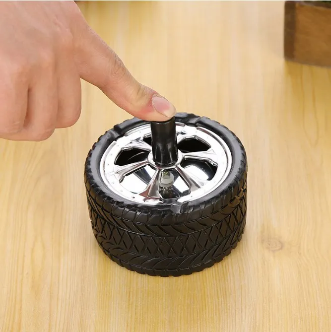 Portable Round Spinning Ashtray Cigarette Ash Stainless Steel Ashtray Housewares Spinning with Cover WY70917