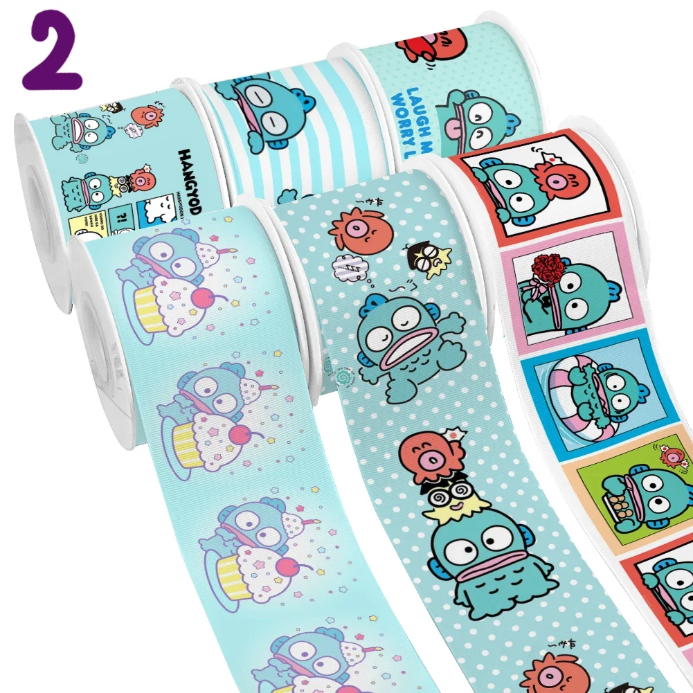 

Japanese Sanrio Cartoon Hangyodon Design Printed Grosgrain Satin Ribbon for Gift Wrapping Hair Bow 50 Yards