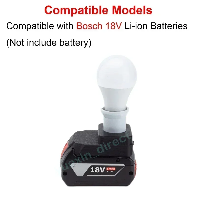 BOSCH 18V 배터리 휴대용 워크숍 LED 작업등, 휴대용 E27 전구 전원, 무선 비상 램프 랜턴, 배터리 없음