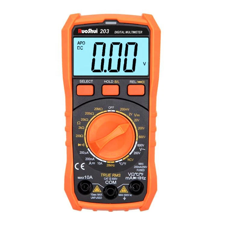 RuoShui 203 Digital Multimeter Manual DMM Tester With NCV LIVE Function Frequency meter Temperature tester True RMS meter