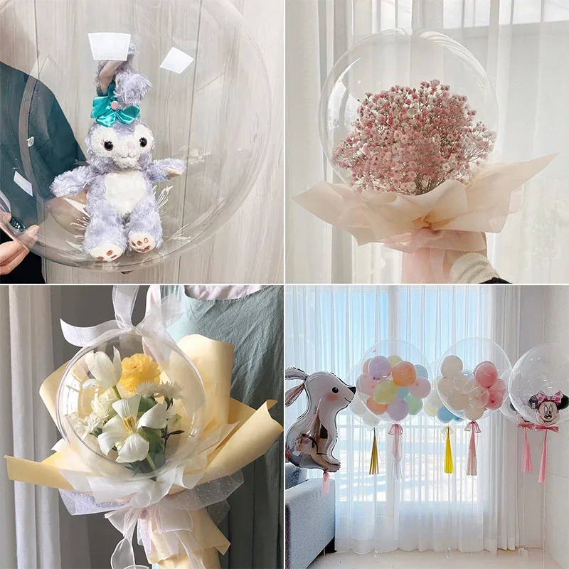 3/5 Stück große, breite, transparente Bobo-Party-Luftballons für Blumenstrauß, Puppe, Snack-Geschenkverpackung – perfekt für den Valentinstag, B