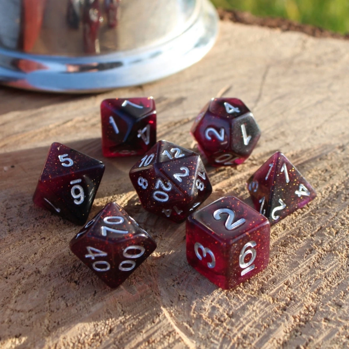 7Pcs/Set Deep Space Garnet Dice for DND Dungeons and Dragons Table Games D&D RPG Tabletop Roleplaying