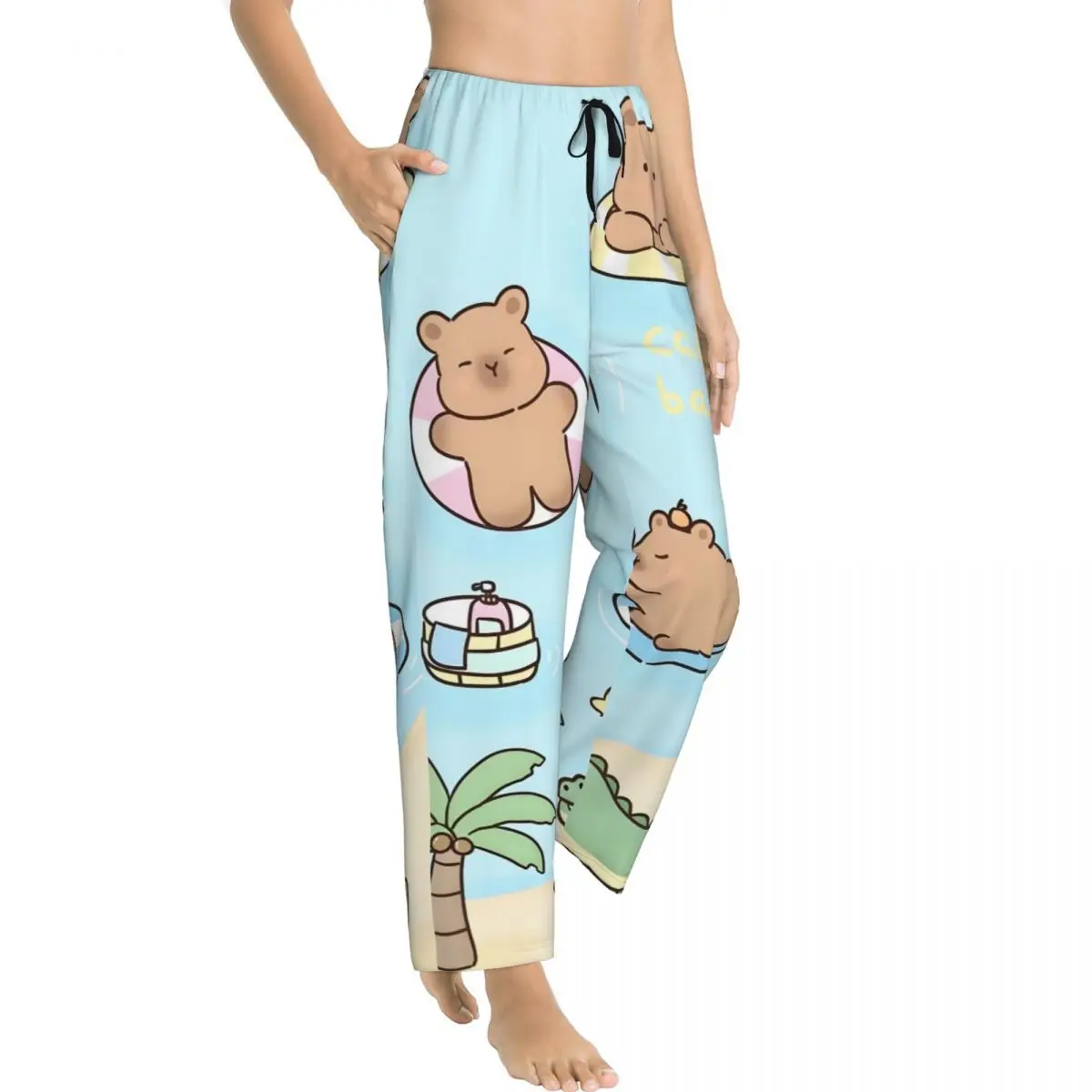 Пижамные штаны с капибарой на заказ для женщин, милая одежда для сна в стиле аниме, низ с карманами