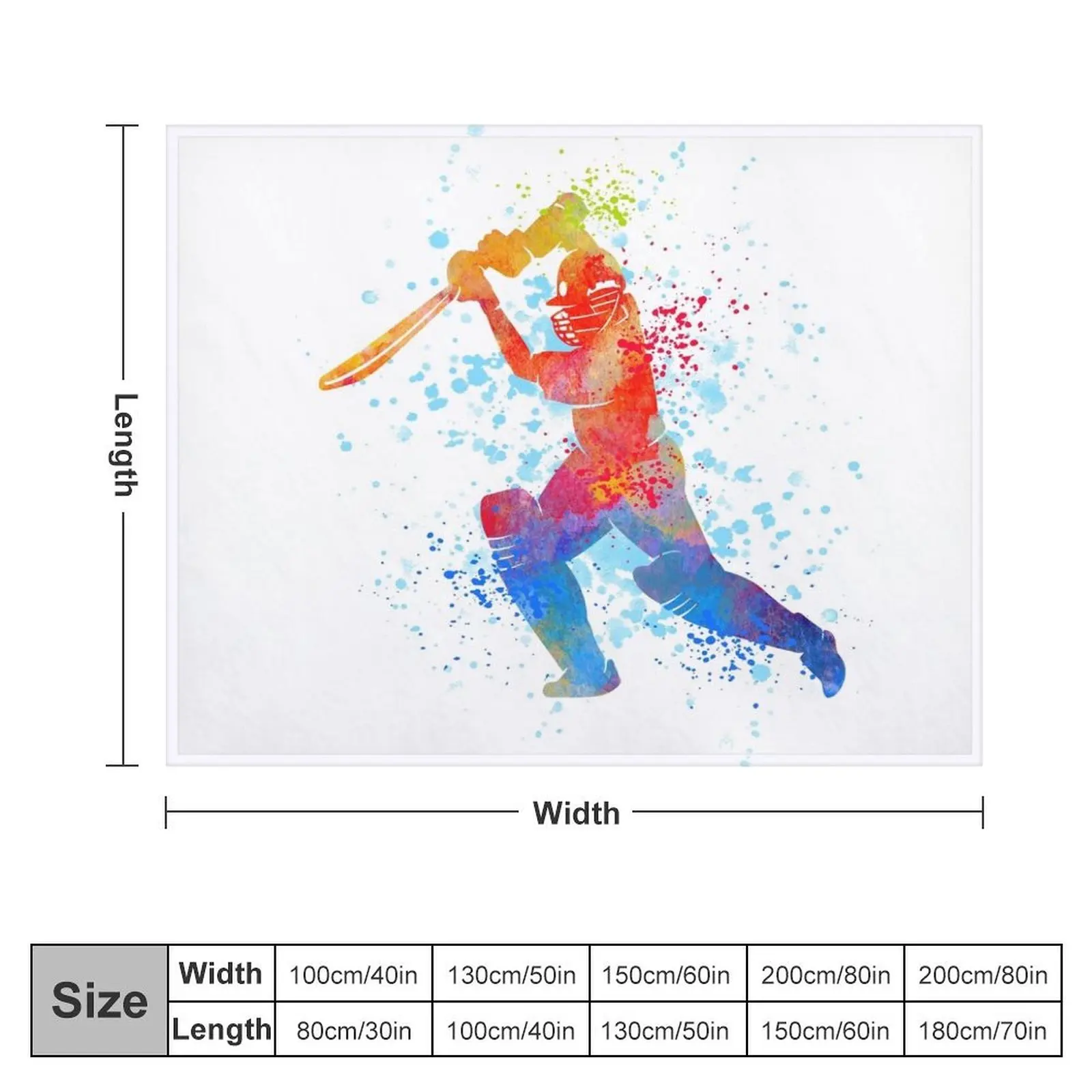 Cricket Batsman, Watercolour Sports, Cricket Gifts Throw Blanket blankets ands For Baby halloween Blankets