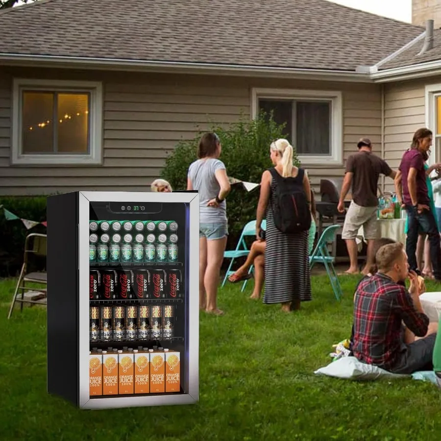 ثلاجة صغيرة مدمجة 105 Can 3.0 قدم مكعب لثلاجة المشروبات الصغيرة المحمولة لبيرة الصودا أو النبيذ مع شاشة رقمية قابلة للإزالة