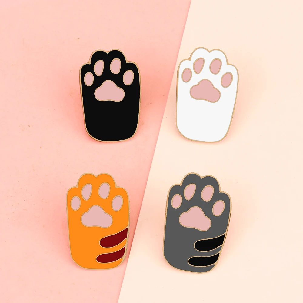Cute Cat Paw Enamel Pin Animal Footprints Brooches Bag Badges Shirts Clothes Accessories Icon Metal Button Jewelry Friends Gifts