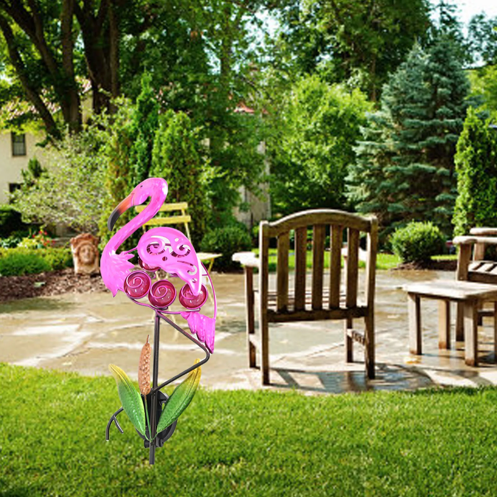 Outdoor Solar Flamingo Garden Light LED Hollow Metal Lawn Stake Lamp Waterproof Decorative Landscape Yard Light view 3
