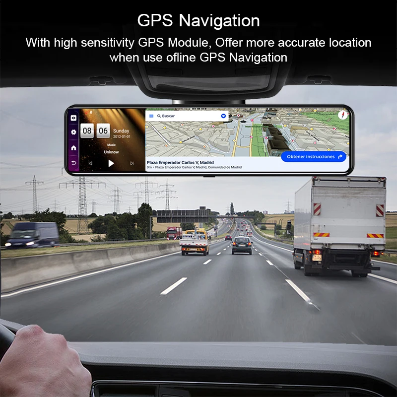 

12 Inch Android 8.1 Dash Camera 4G ADAS Car DVRS Rearview Dual Lens Mirror Dash Cam Wifi FM GPS RAM 4GB ROM 32GB