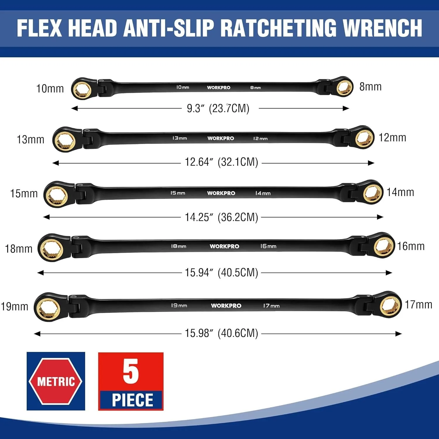 مجموعات أدوات يدوية مجموعة مفاتيح ربط مرنة طويلة للغاية 8-19 مم 72 سن CrV متري
