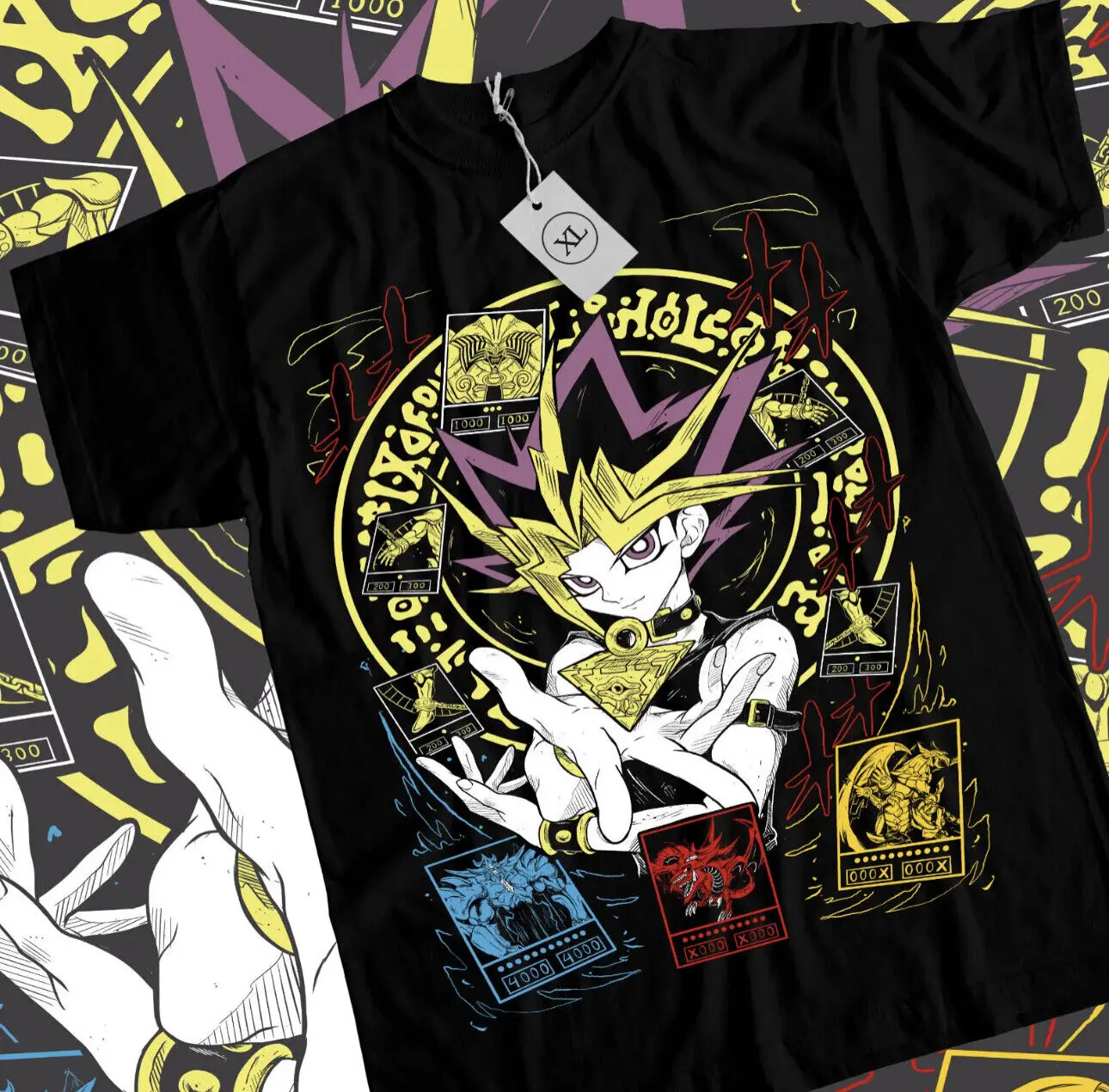 

Yu-Gi T-shirt Anime Manga Girl Tee 90s Cartoon Yu-Gi-Oh Black Shirt All Size