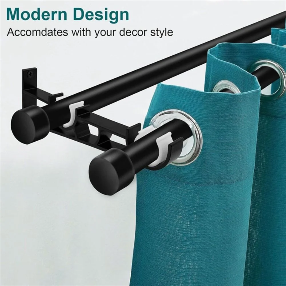 2Pcs Curtain Rod Brackets Secure Locking Thickened Double Rod Support Aluminum Alloy Curtain Bracket Curtain Rod Hangers