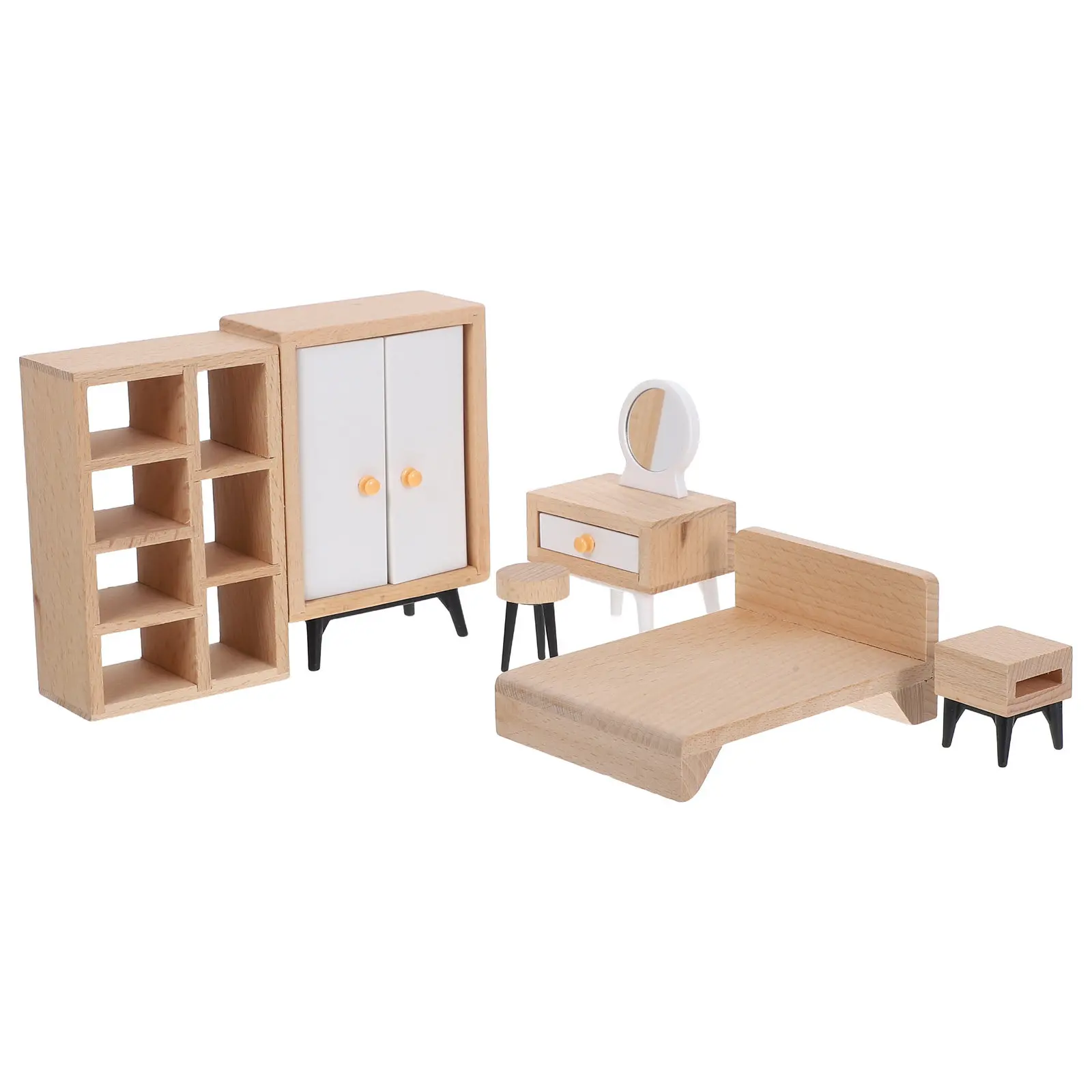 

Набор миниатюрной мебели для спальни: реалистичный дизайн, портативный, компактный, креативный, развивающий, для кукольного домика