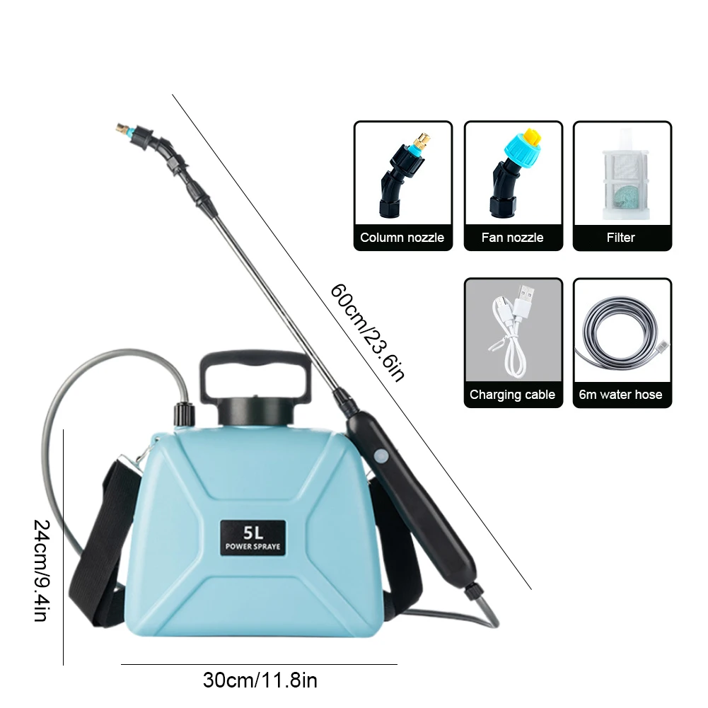 

5L Automatic Atomizer Sprayer USB Charging Electric Plant Sprayer 1800mAh/2400mAh Handheld Plant Sprinkler for Garden Lawn Farm