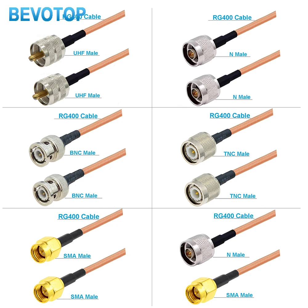 RG400 Coax Cable Double Shielded Crimp for UHF PL259 N Type TNC BNC Male Female Connector Extension Fast Delivery Brass Copper
