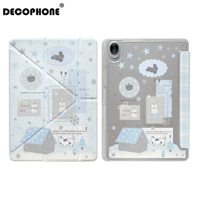 Green-Checkered Cat 3+Y-fold For iPad 10/11/12/AIR7/AIR8 13
