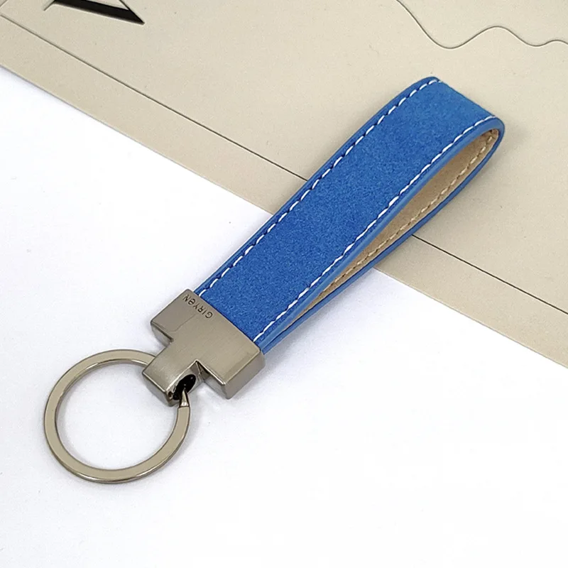 Personalisierter Logo-Wildleder-Auto-Schlüsselanhänger, blanko, lasergraviert, Auto-Leder-Schlüsselanhänger, personalisierte Rindslederketten