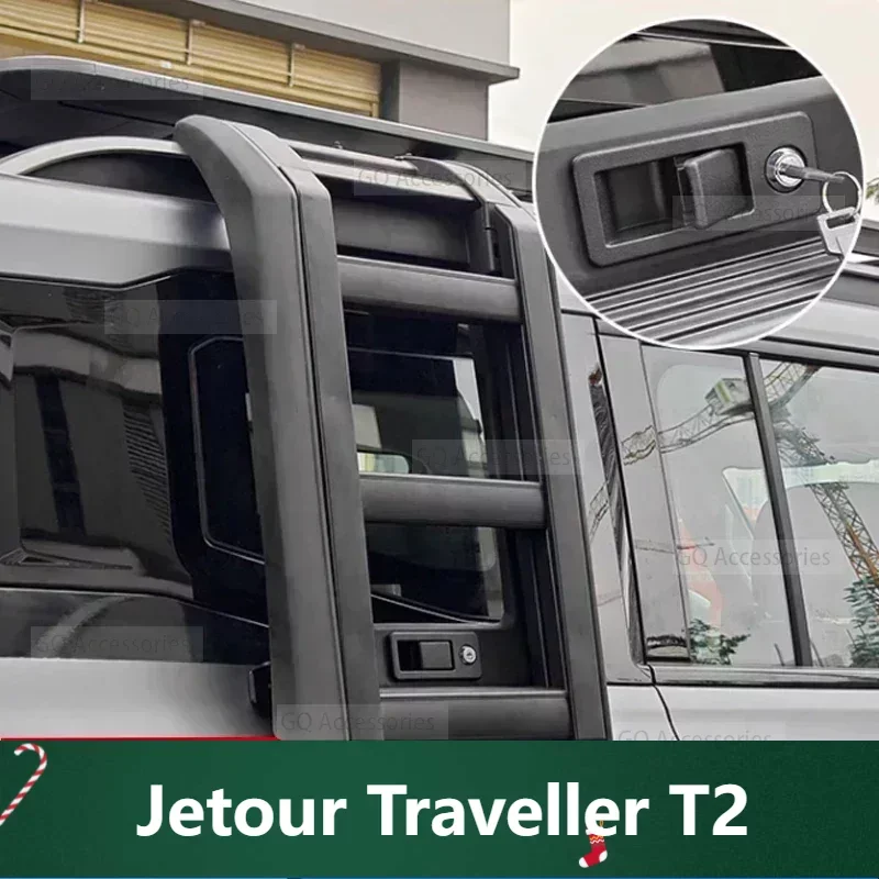 

For cherry Jetour Traveller T2 2024 Jetour T2 Roof Side Ladder Aluminum Alloy Rear Window Folding Ladder Frame