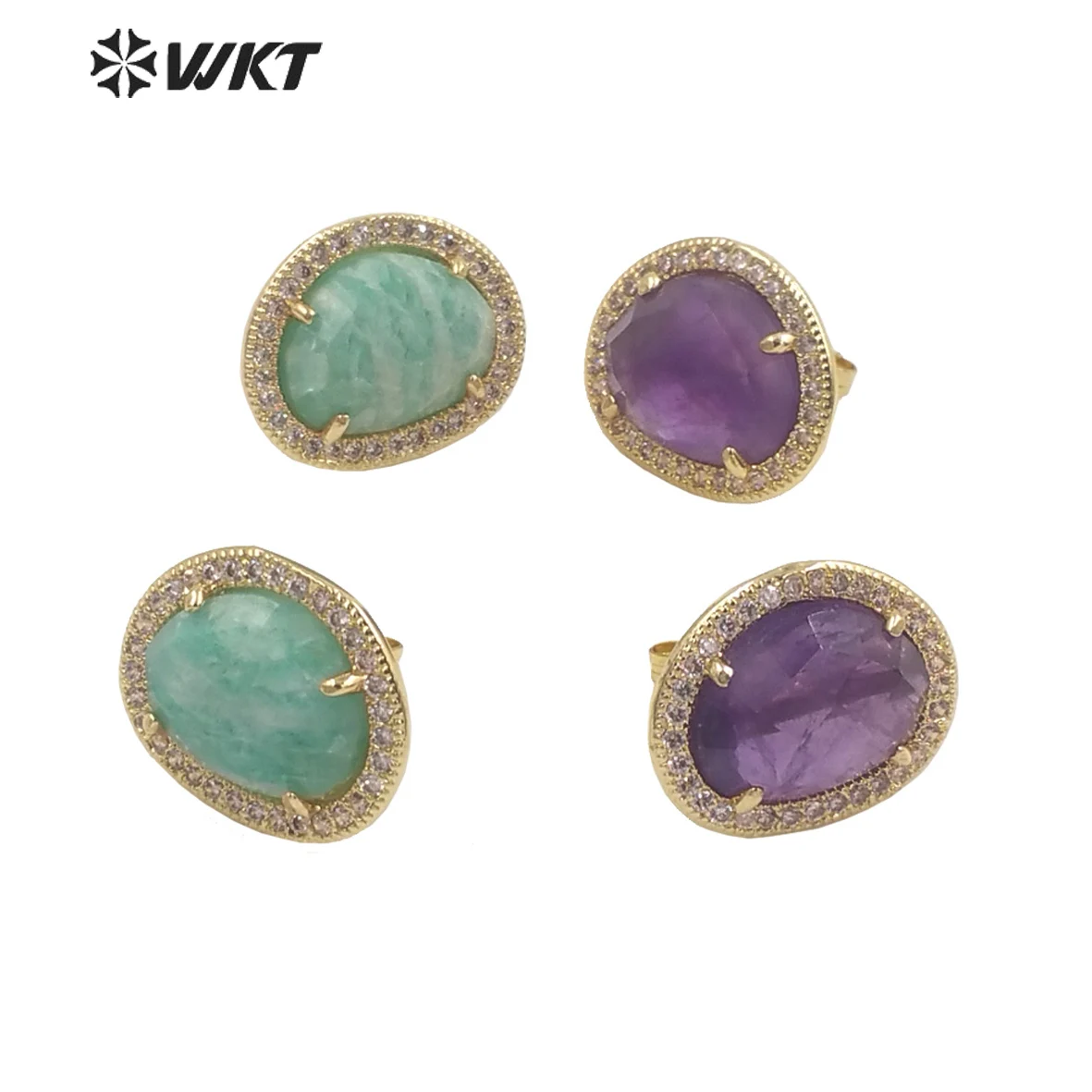 WT-ME085 WKT 2023 Retro Accessories Micro Pave Stone Stud Earrings Ladies' Party Fashion Girl For Hot Sale Jewelry 