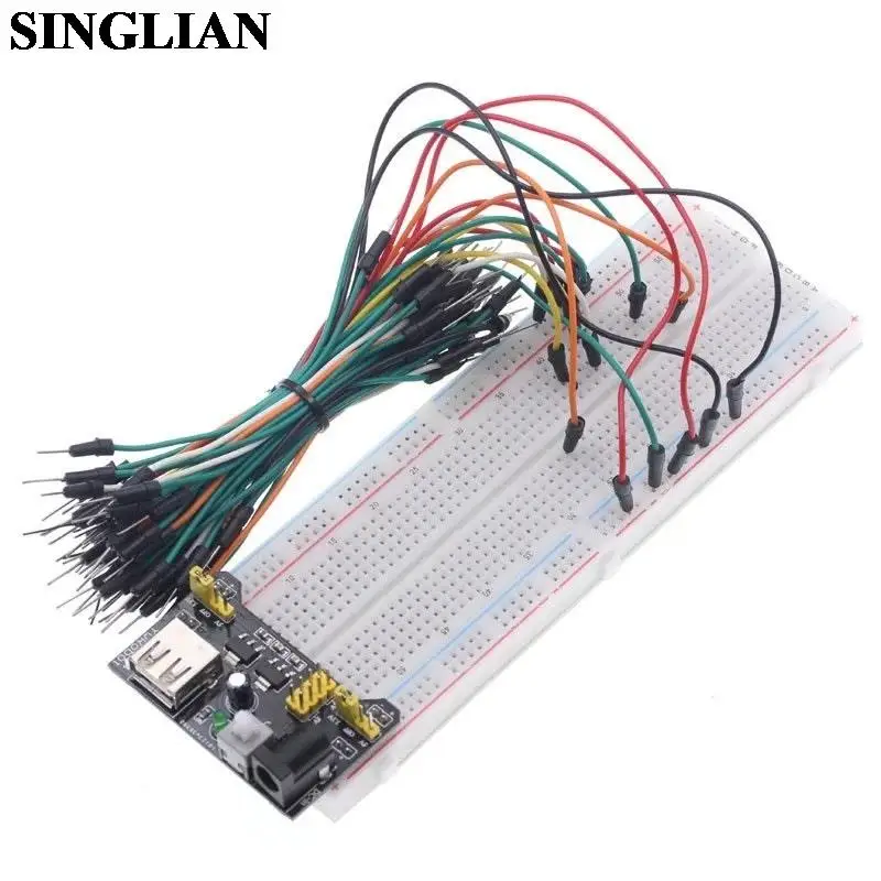 Breadboard Parts MB102 830 Point 400 Holes Bread board Kit Special Power Module Compatible With 5V 3.3V 65PCS Jumper Wire Cable 