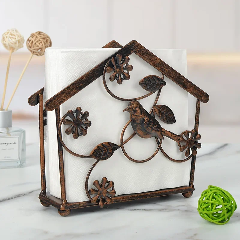 Creative Retro Old Iron Kitchen Storage Restaurant Desktop Vertical Coffee Shop Napkin Holder