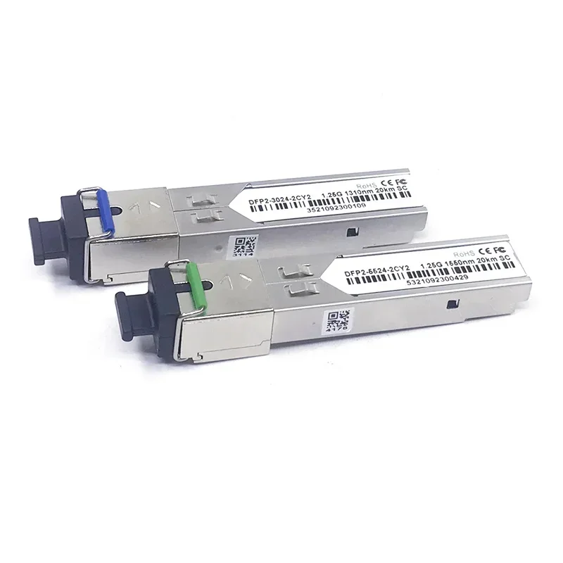 2PCS 1 pair  1.25G 20km SFP Optic Transceiver  1550/1310nm SC single fiber Module For OLT/ Switch
