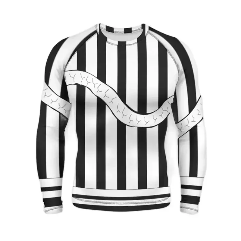 Zebra Striped 3D Printed Fun Street Hip-hop Round Neck Long Sleeved Fashionable Avant-garde Casual Minimalist Men\'s T-shirt Top