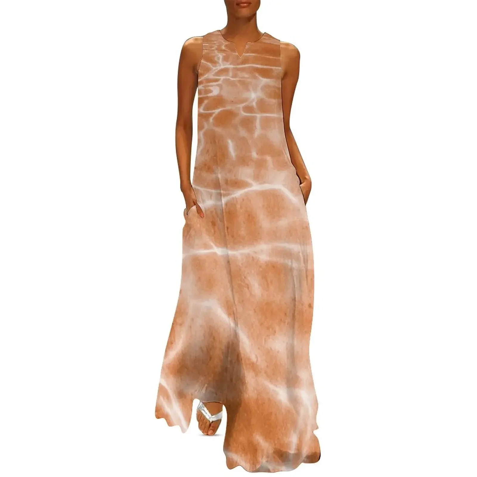 

Orange Waves Pattern Ocean Burnt Summer Vacation Long Dress Party dresses for women Dance dresses Dress