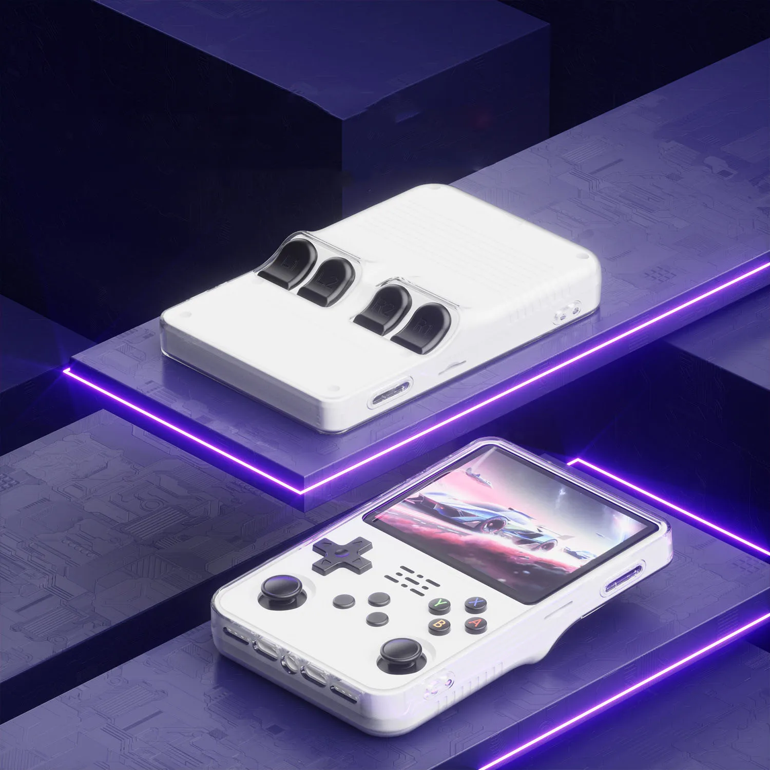 حافظة واقية محمولة من السيليكون الناعم لوحدة التحكم المحمولة R36S مع حقيبة تخزين وأغطية عصا الإبهام غطاء مضاد للخدش #2