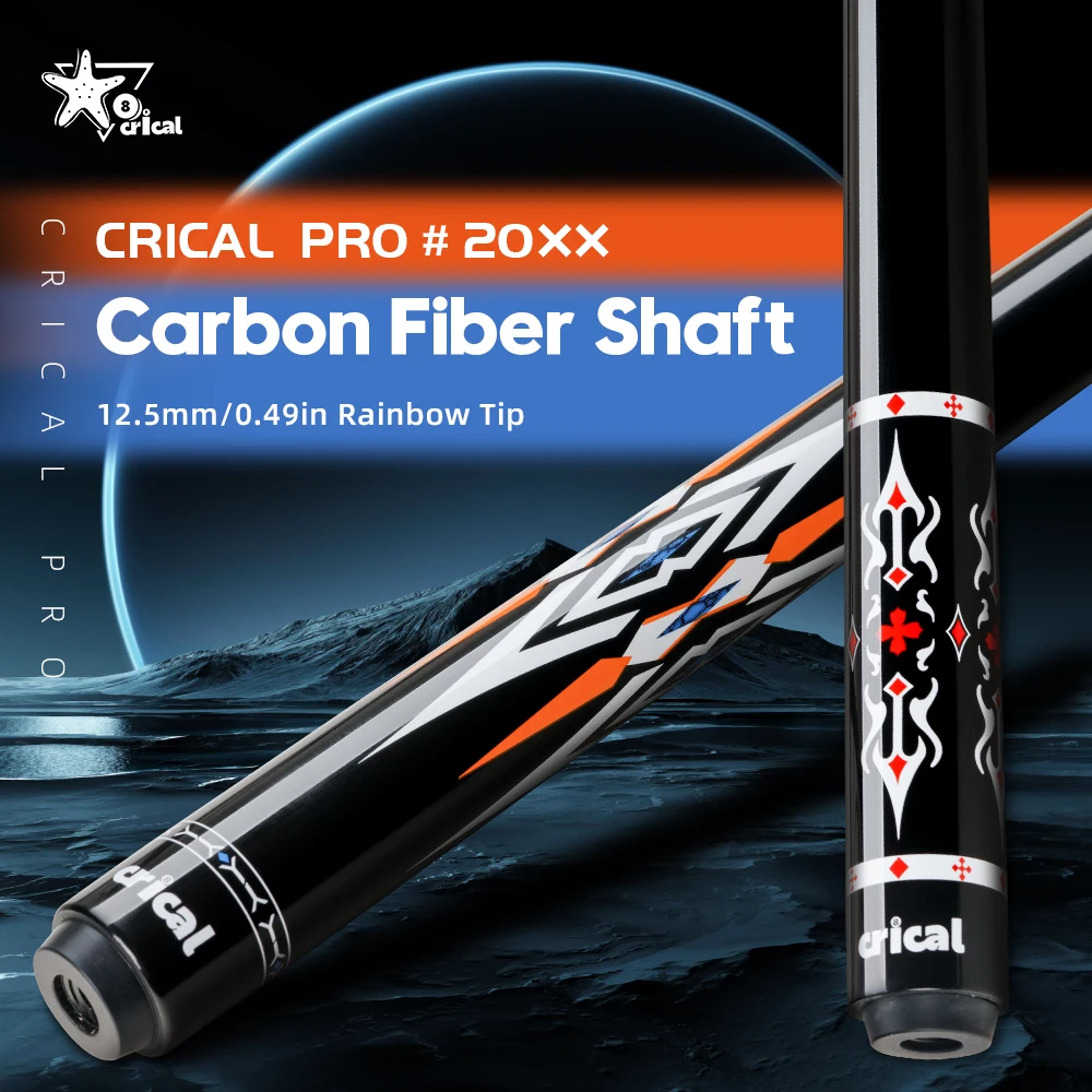 

CRICAL Carbon Fiber Pool Cue Stick 58" Billiard Cue Sticks Professional Low Deflection Pool Sticks with 3/8 * 8 Pin Joint and 12