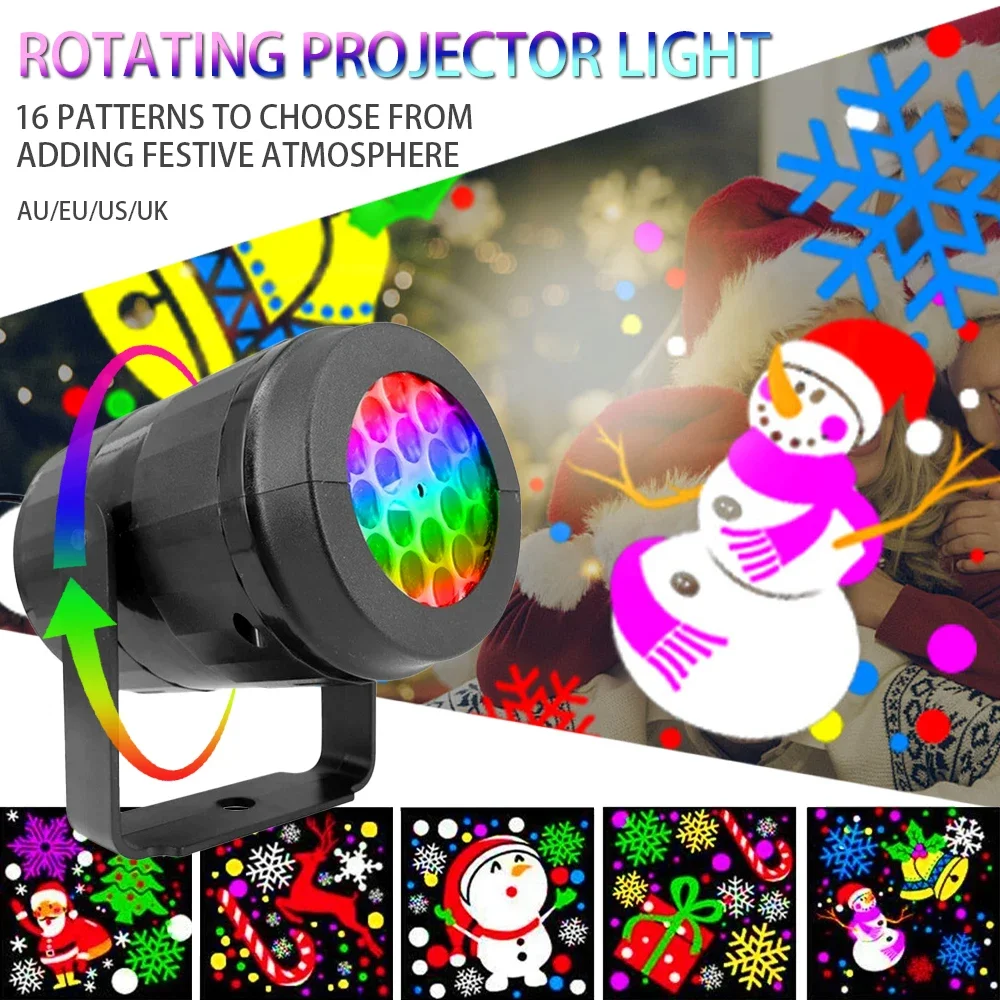Snowflake Projector Lights Large Christmas Decorations Party Laser LED Stage Lamp Rotating Xmas Lighting Holiday Garden Decor