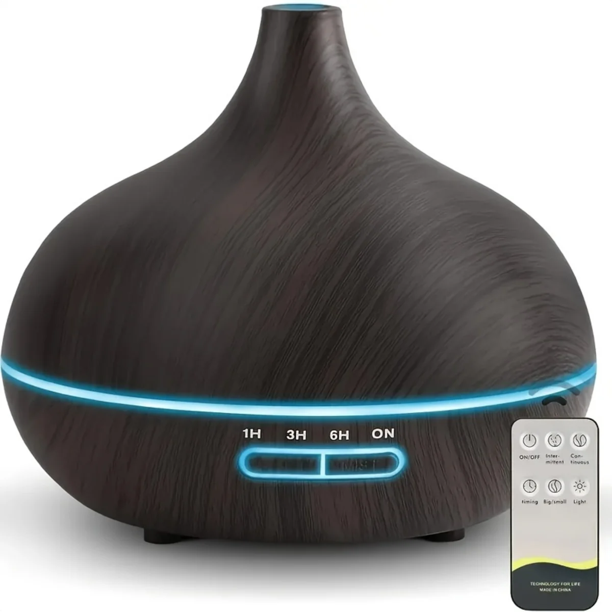 550 ml Diffusor für ätherische Öle mit Fernbedienung, Ultraschall-Luftbefeuchter, 7-farbiges LED-Licht und 6 Öle