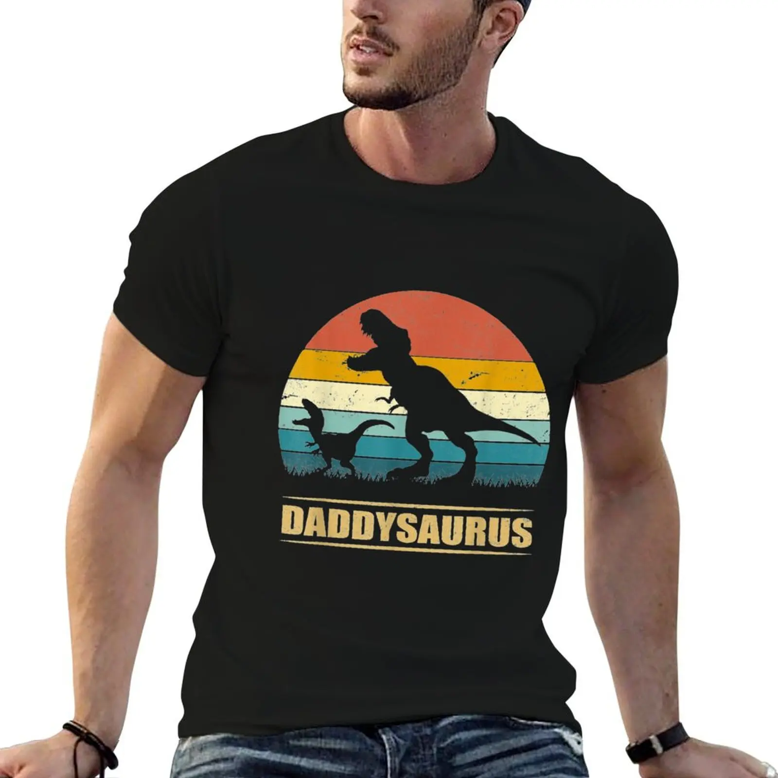 Daddysaurus Shirt Fathers Day Gifts T rex Daddy Saurus Mens T-Shirt t shirts for man cotton funny t shirts cotton 100% T-Shirt