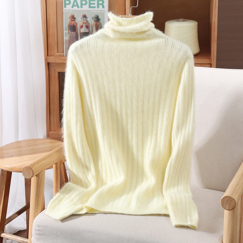 2025 New Mink Fur Sweater Women's Base Knitted Sweater Loose And Slimming Autumn And Winter Versatile Western-Style Pullover Top