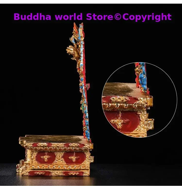 36CM large Tibet Buddhism high-grade buddha altar Color painting gilding copper Supanna Garuda Buddha Divine statue