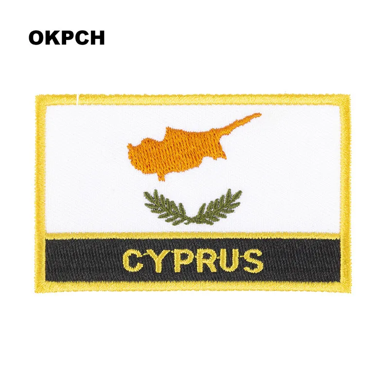 Cyprus Flag Embroidery Patches Iron on Saw on Transfer patches Sewing Applications for Clothes in Home&Garden