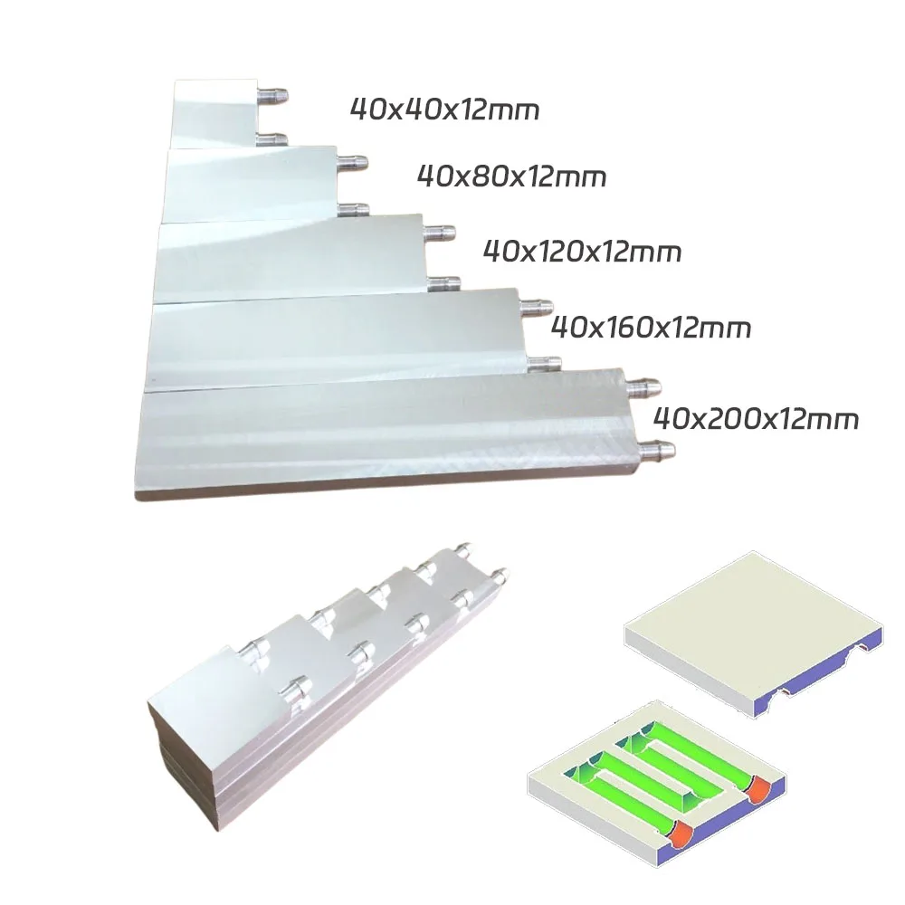 Intercambiador refrigerado por agua de aluminio, bloque disipador de agua líquido frío para CPU GPU 40x40x12mm 80mm 120mm 160mm