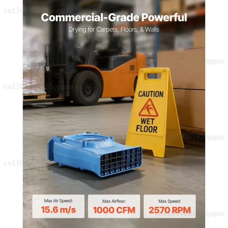 Portable Lightweight 1000 CFM Blower, Multi-angle Air Supply, 2 Speed, Carpet Dryer for Crawl Space