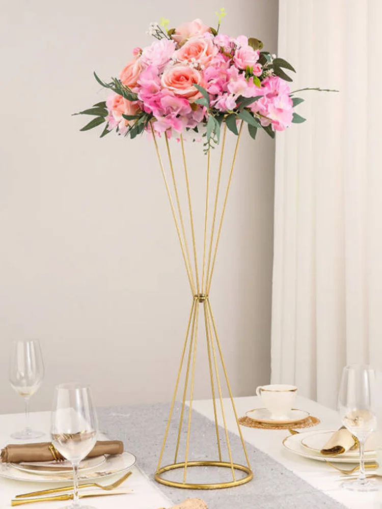S/L Gold Color Metal Wedding Flower Stand Floor Vase Wedding Birthday Party Centerpiece Flower Rack Home Dinner Table Decoration