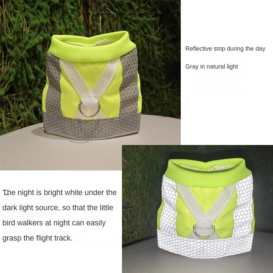 New Creative Parrot Reflective Clothing Towing Rope Pet Bird Vest Pigeon Flight Suit Night Reflective Strip Vest Towing Strap