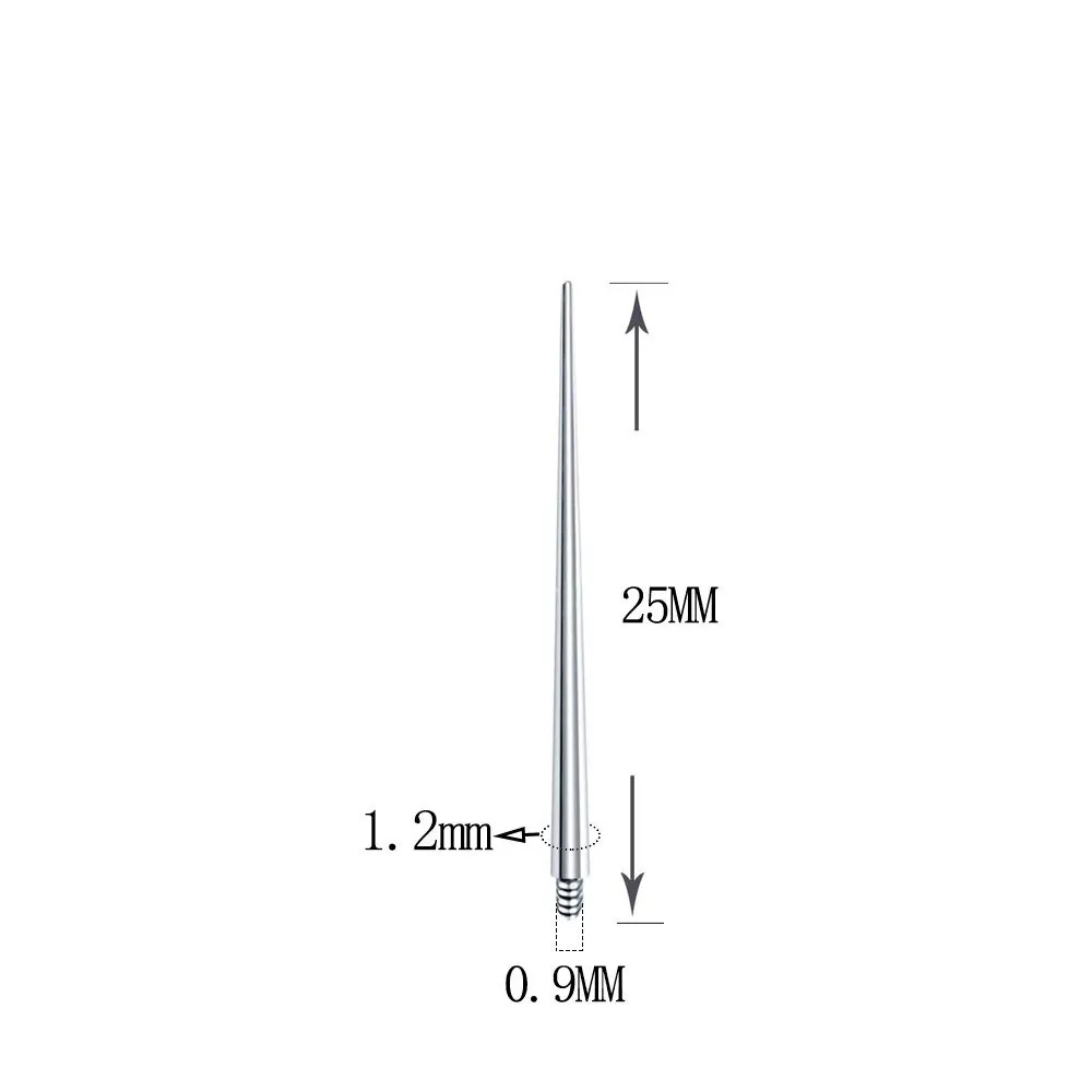 Herramienta de perforación de titanio G23, Pin de inserción cónico para pendientes de hilo, guía de aguja de perno de nariz para joyería de ceja de labio de vientre, 14G/16G