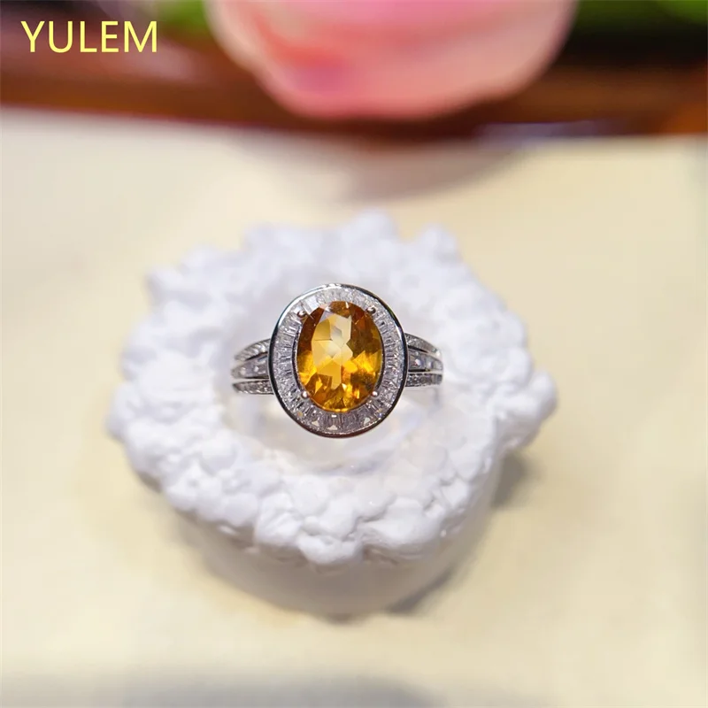 

Натуральный цитрин, драгоценный камень, позолоченное кольцо для женщин, модные украшения, обручальное кольцо, подарочные аксессуары