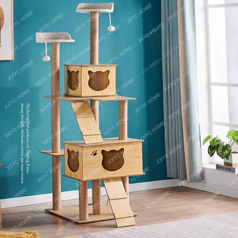 

Cat Climbing Frame Litter Tree Multi-Layer Scratch Trees Rack Pole Board Villa Pet